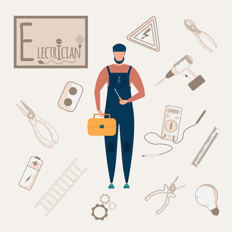 Vector colorful vector alphabet book of professions profession electrician letter e