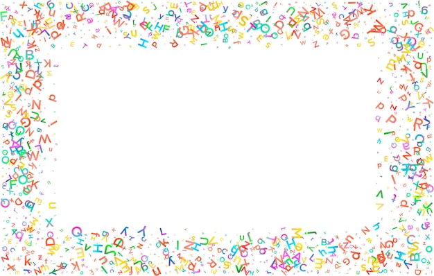 Colorful vector background made from english alphabets, letters or characters in flat style.