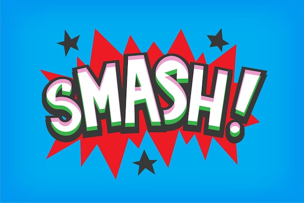 Colorful vector comic speech bubble with sound Smash