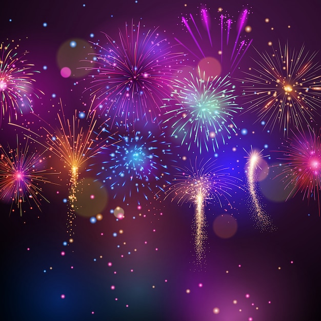 Colorful vector Fireworks illustration 