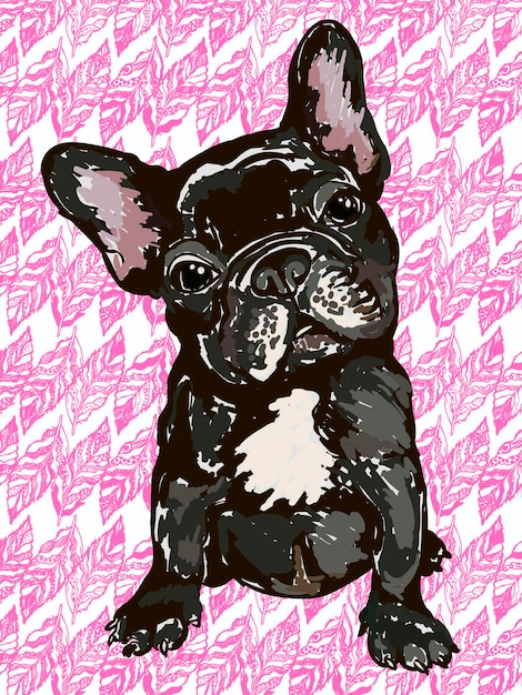 Vettore illustrazione vettoriale colorato del bulldog francese di razza del cane isolato su sfondo bianco