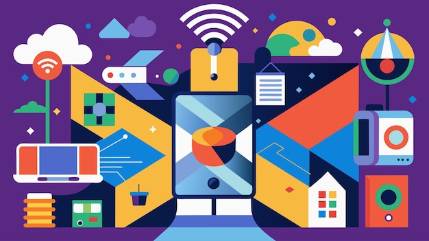 Colorful Vector Illustration of Modern Technology and Connectivity