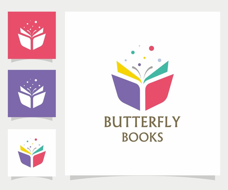 Vector colorful vector logo of butterfly book