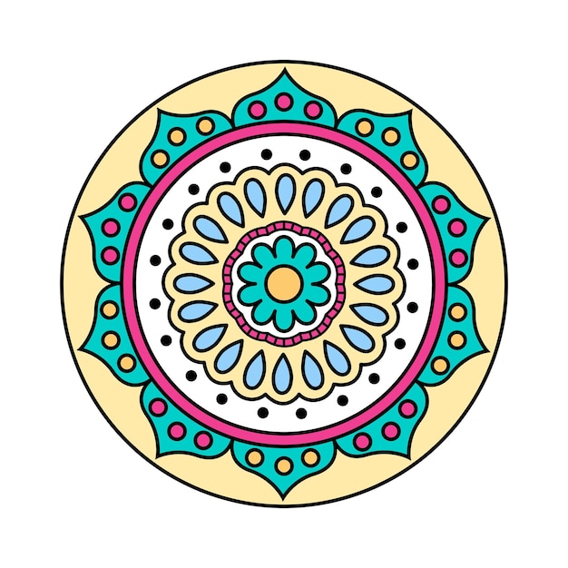 Mandala vettoriale colorato con fiori ed elementi decorativi