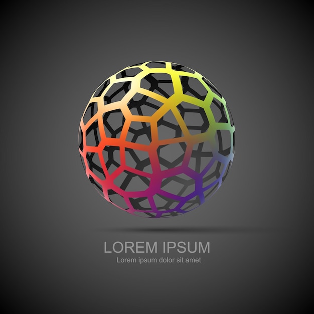 Colorful vector mesh sphere