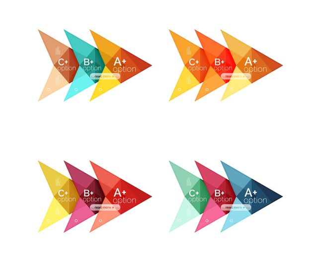 Colorful vector option banner arrow templates infographic layouts