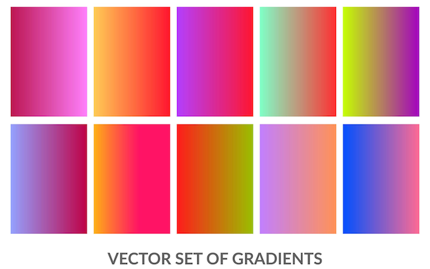 그라디언트 배경 템플릿의 다채로운 벡터 세트