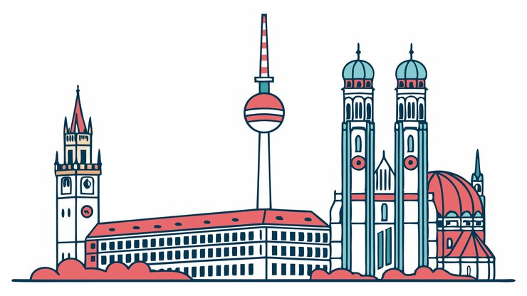 Vector colorful vector silhouette of munich skyline