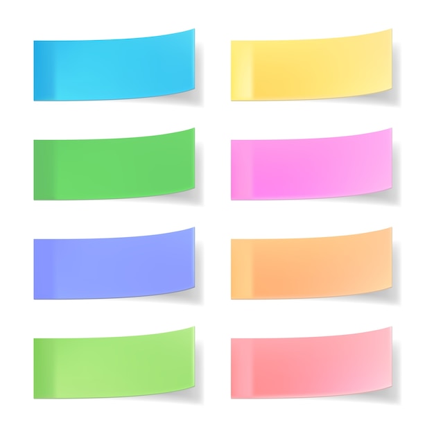 다채로운 벡터 스티커 메모 흰색 절연