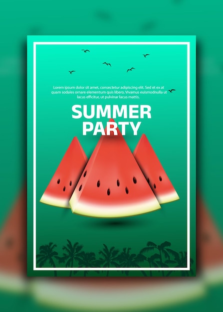 Vector colorful vector summer party with palms banner template