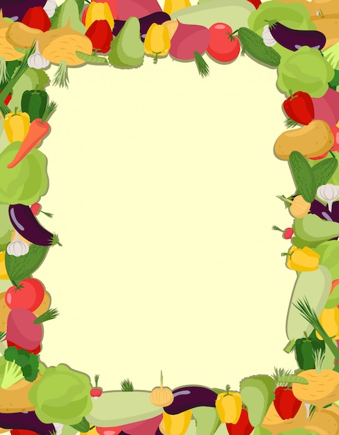 Vector colorful vegetable frame
