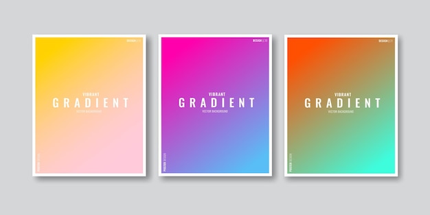 Vector colorful and vibrant abstract gradient background template set