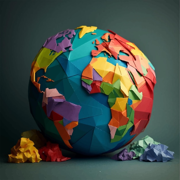 Colorful view of planet earth in plain and simple design