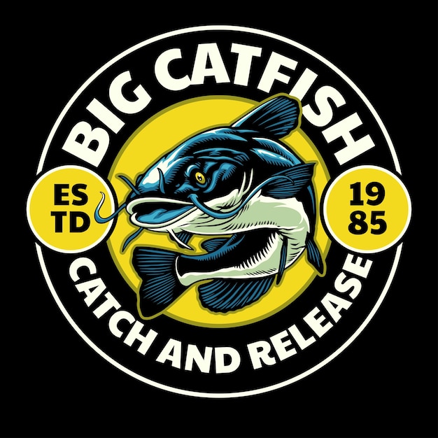 Colorful Vintage Big Catfish Shirt Design