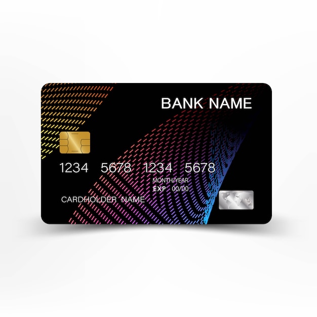 colorful vintage credit card template design. 