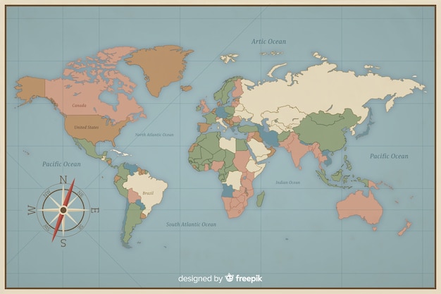 Design vintage colorato per mappa del mondo