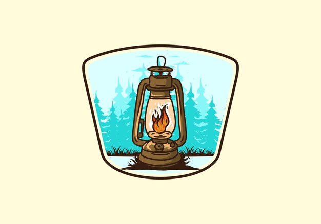 Vettore lanterna da esterno vintage colorata con fiamma di fuoco