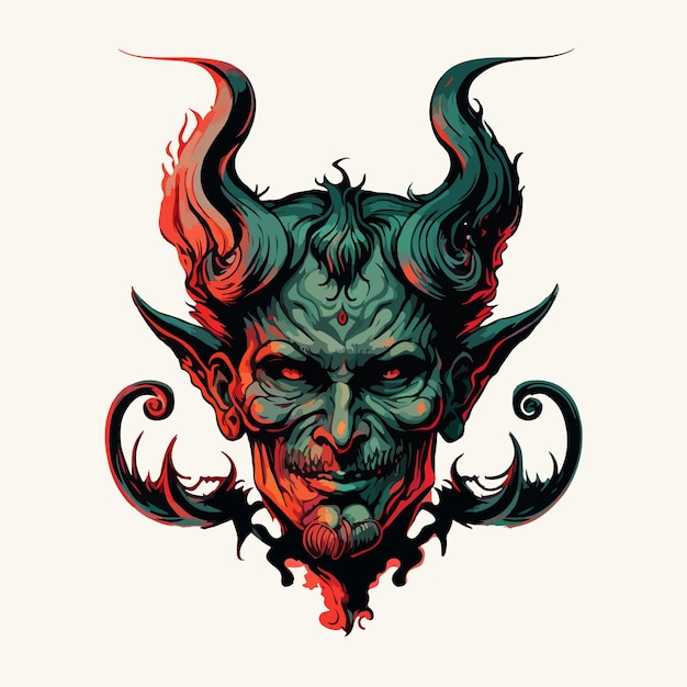 Colorful vintage style devil illustration