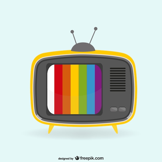 Vettore colorato set tv d'epoca