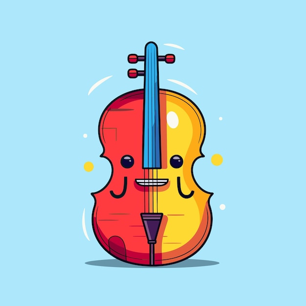 Vector a colorful violin with a red and yellow design on the top.