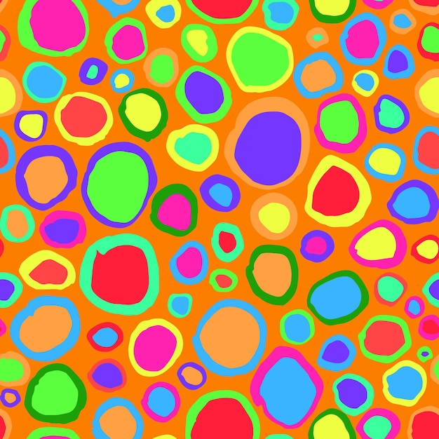 Colorful vivid brush circle seamless pattern