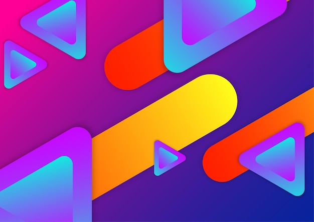 Colorful vivid vibrant gradient abstract background with geometric shapes