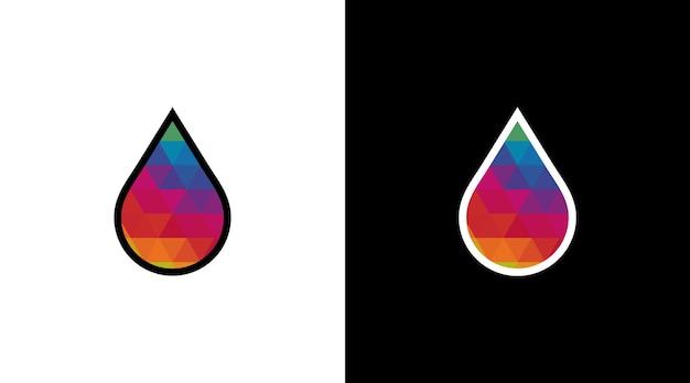 Colorful water drop logo and triangle vector monogram icon style Design template
