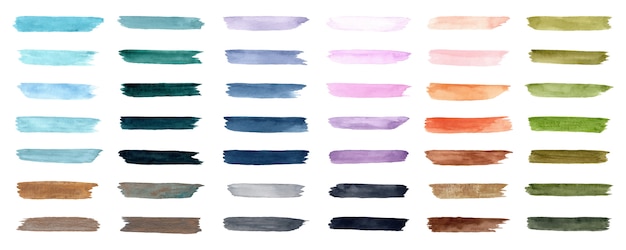 Colorful watercolor brush stroke collection