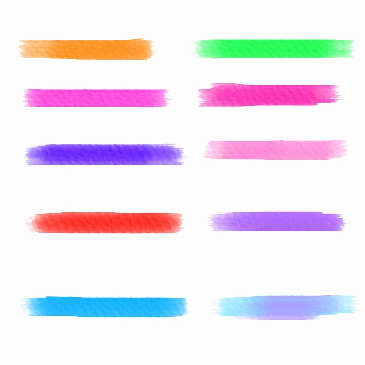 Vector colorful watercolor brush stroke collection