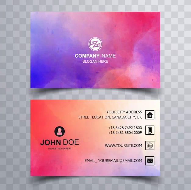 Colorful watercolor business card design