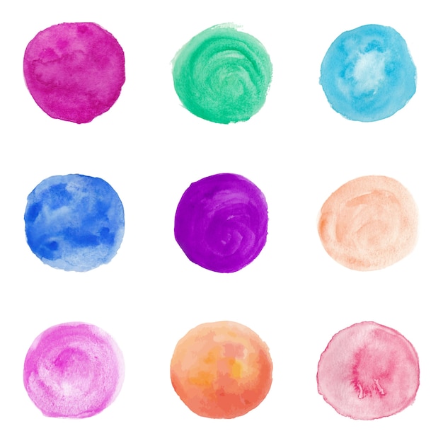 Colorful Watercolor Circle Texture Set