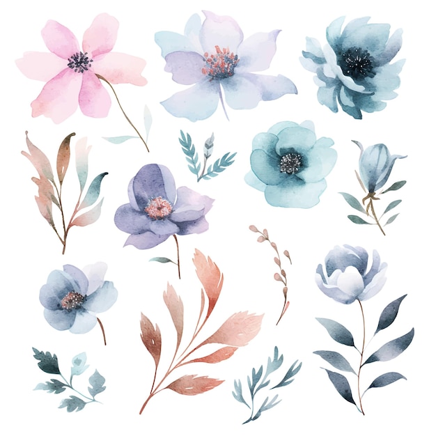 colorful watercolor drawing florals design