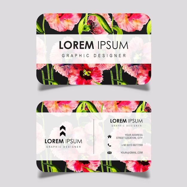 Colorful Watercolor Floral Business Card