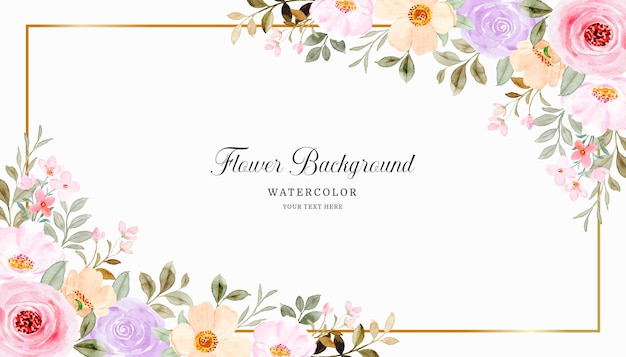 Colorful watercolor floral frame background