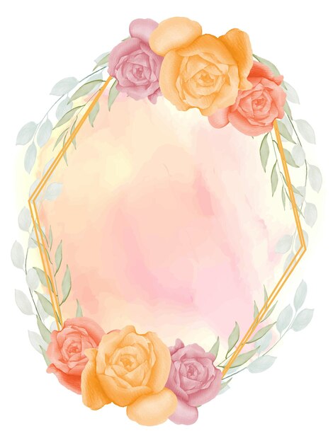 Colorful Watercolor Floral Frame with splash Background