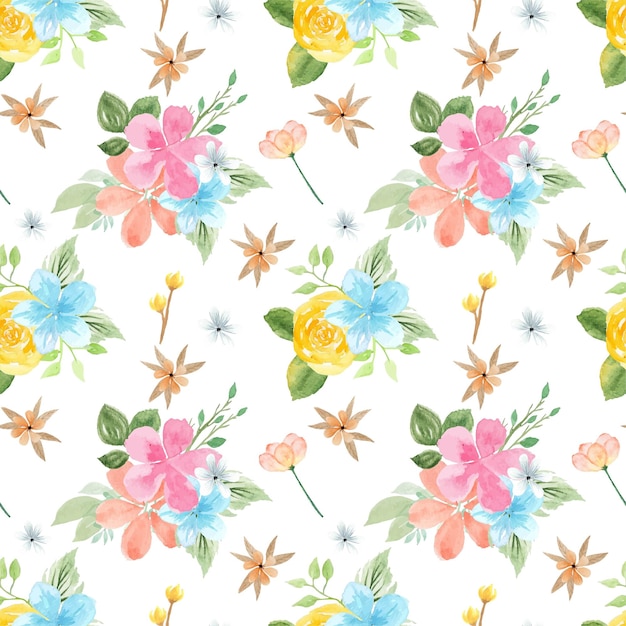 Colorful watercolor floral seamless pattern