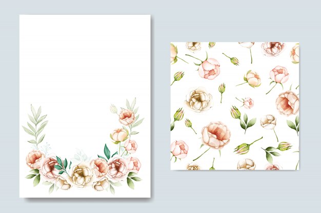 カラフルな水彩花の結婚式の招待カード