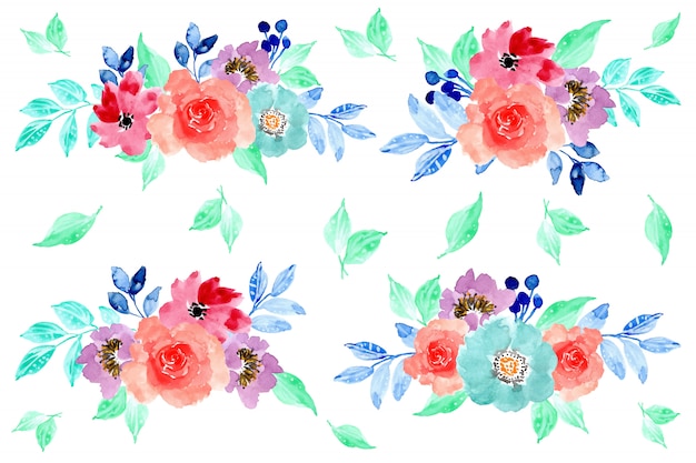 colorful watercolor flower arrangement collection