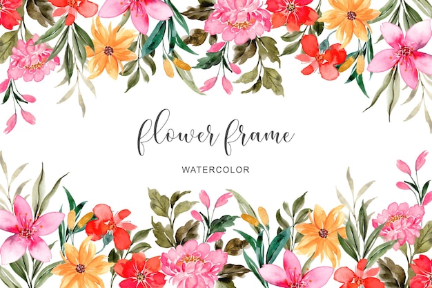 Colorful watercolor flower frame background