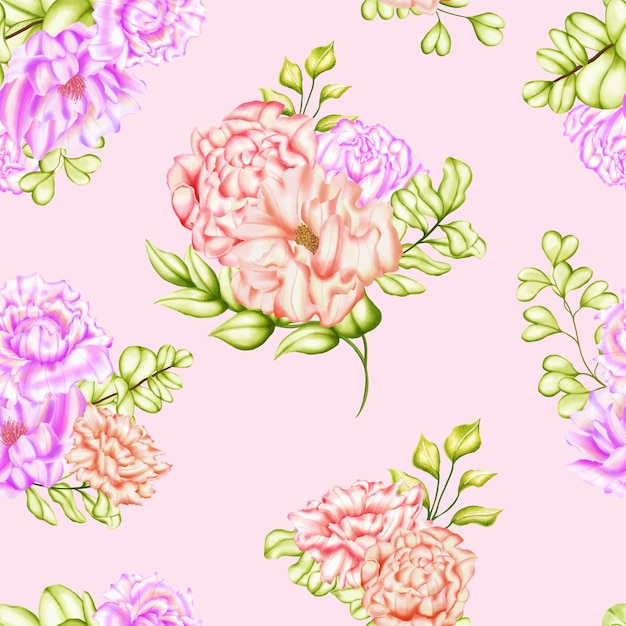 Vector colorful watercolor flower seamless pattern