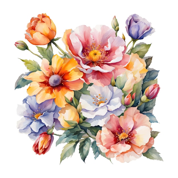 colorful watercolor flowers for design cards vector EPS format