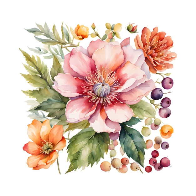 디자인 카드에 대한 다채로운 수채화 꽃  ⁇ 터 EPS 형식