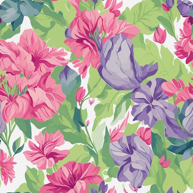 Colorful watercolor flowers seamless flowers pattern