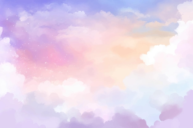 A colorful watercolor painting of clouds in the sky.