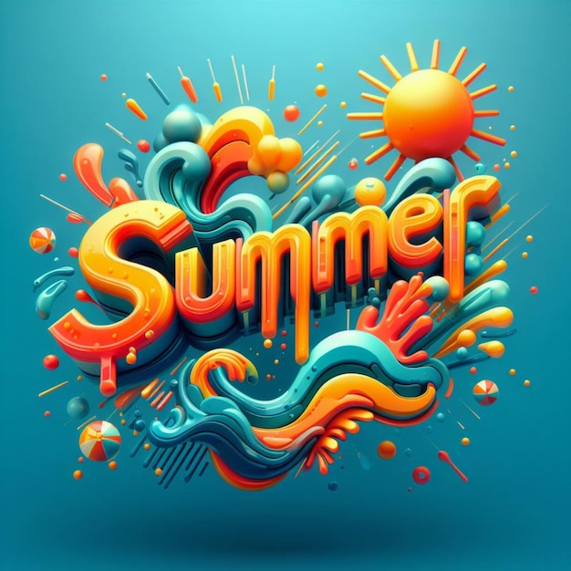 Vector a colorful watercolor painting of summer is on a blue background