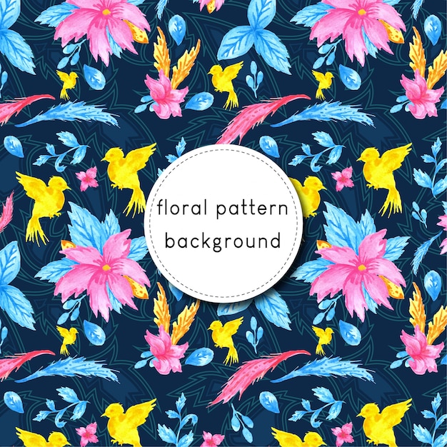 Colorful watercolor seamless floral pattern background 