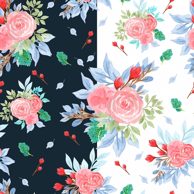 Colorful watercolor seamless floral pattern with roses