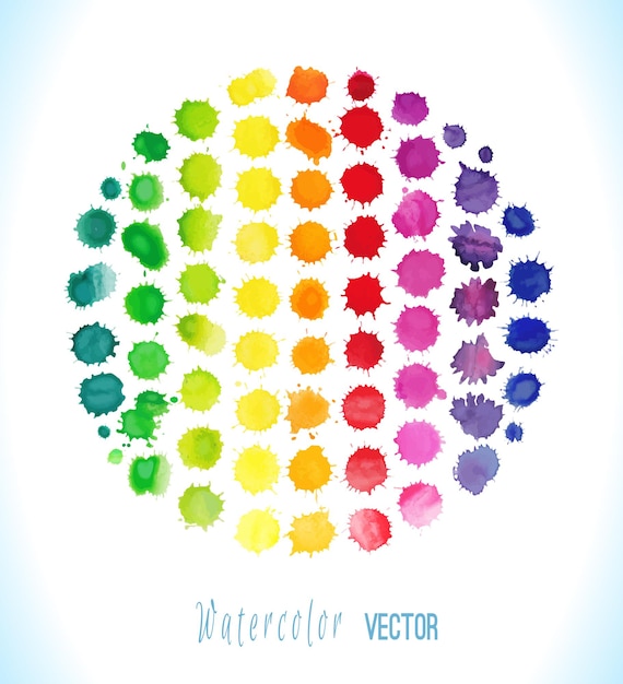 Colorful watercolor splashes isolated on white backgroundVector illustration