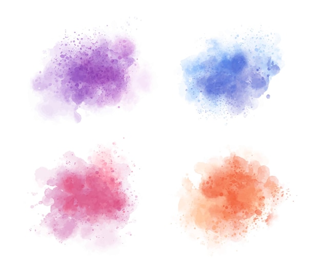 Colorful watercolor splatter set