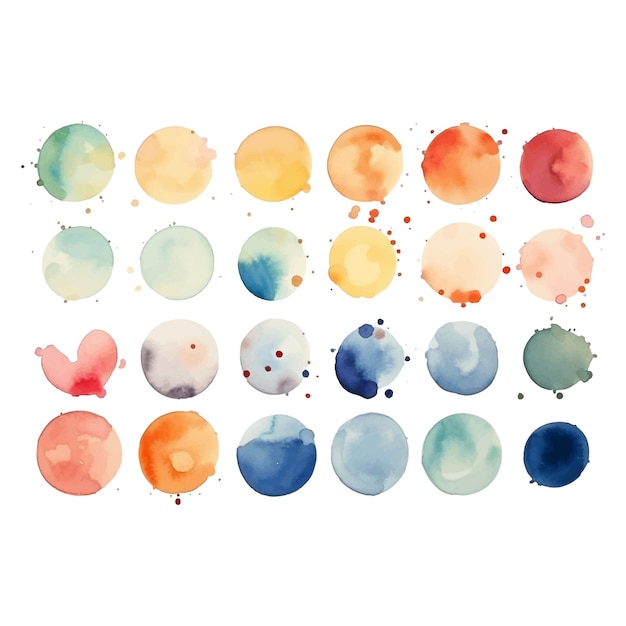 Vector colorful watercolor splatters and splashes in the style of minimalist color palettes watercolorist generative ai